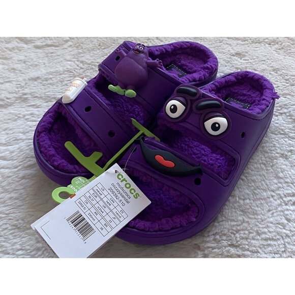 Crocs McDonalds Grimace Cozzzy Sandal Purple Men’s Sz 4 Women’s 6 FurLined Fuzzy - Picture 6 of 12